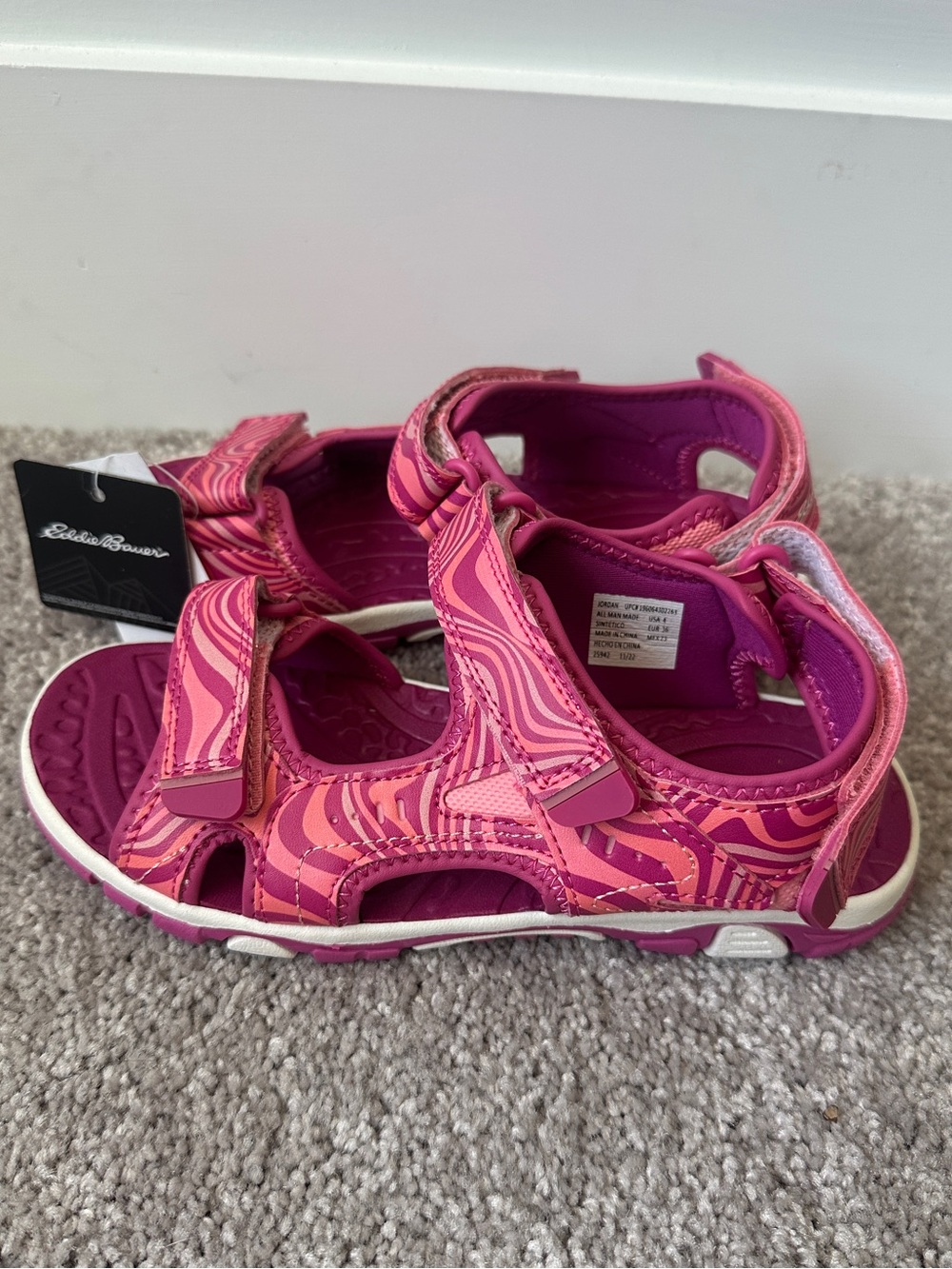 Eddie Bauer Girls' Pink Swirl Sport Sandals - Jordan Size 4